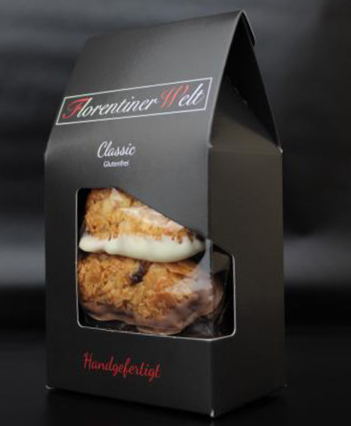 Box mit 6 Florentiner Ministangen Florentiner Welt, 6 Ministangen mit 3 Sorten Schokolade, glutenfrei