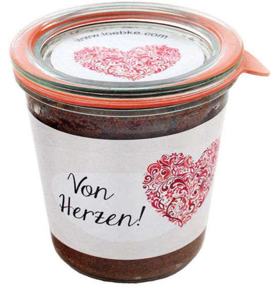 Hof Löbke, Schokokuchen von Herzen 290ml Sturz-Weckglas