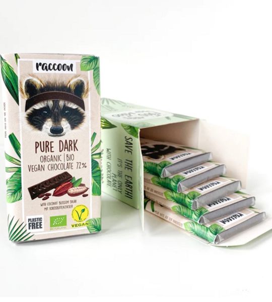 raccoon, Pure Dark Box 6 x 40 g, BIO, VEGAN