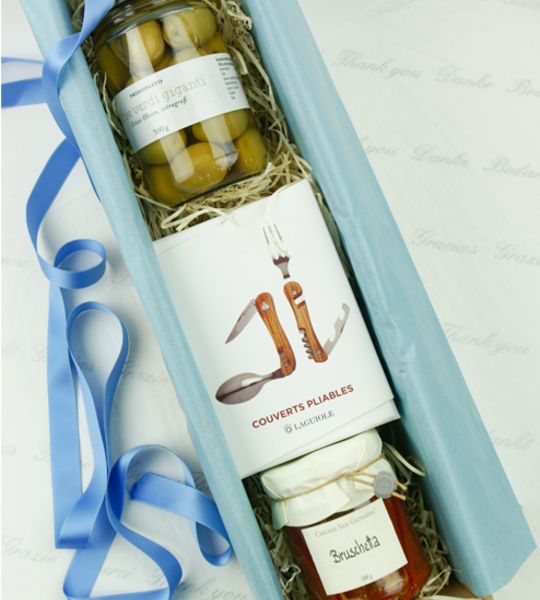 corviscom Geschenkbox Picknick Gourmet mit Laguiole Besteck