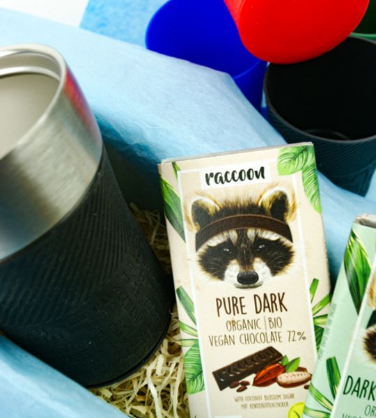 corviscom Geschenkset „Für Helden" mit Raccoon Schokolade